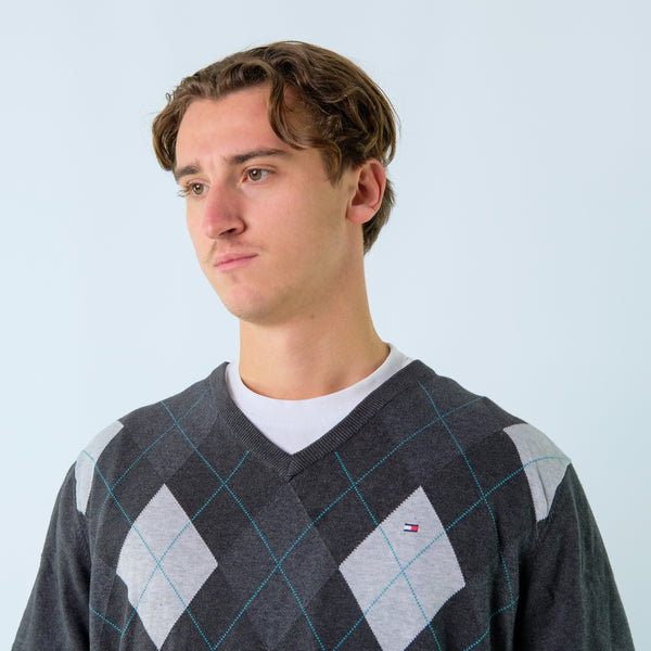 Charcoal Grey y2ks Tommy Hilfiger Knit Sweatshirt (XL)